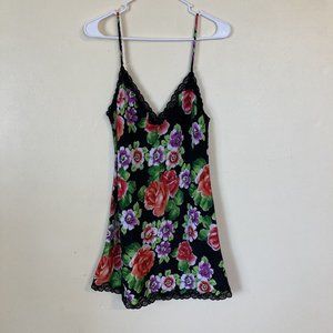 Victoria Secret Black Floral Womens Teddy Nightgown Size P